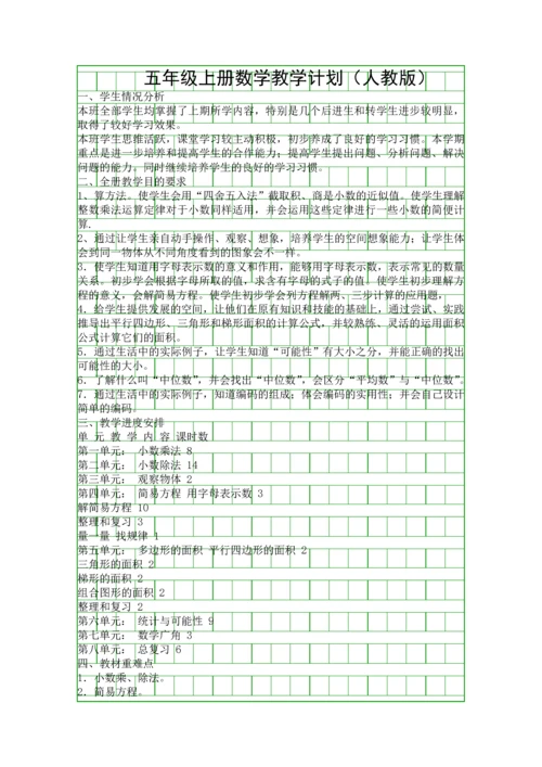 五年级上册数学教学计划人教版.docx