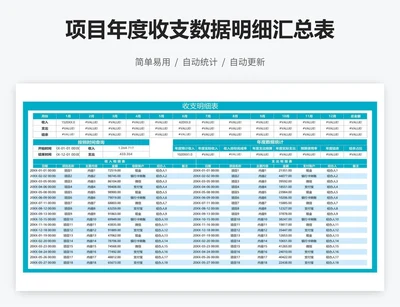 项目年度收支数据明细汇总表