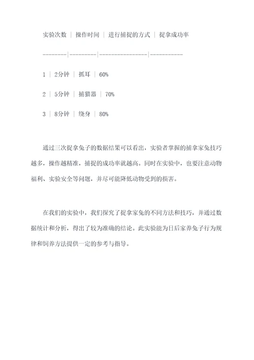 家兔的捉拿实验报告