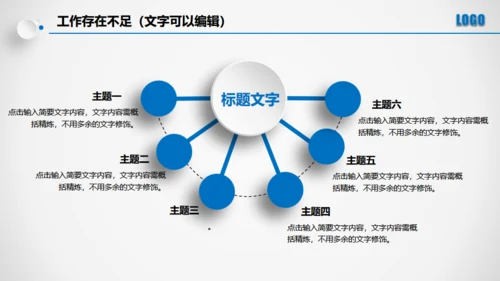 点击滑动蓝色大气立体年度总结通用PPT模板