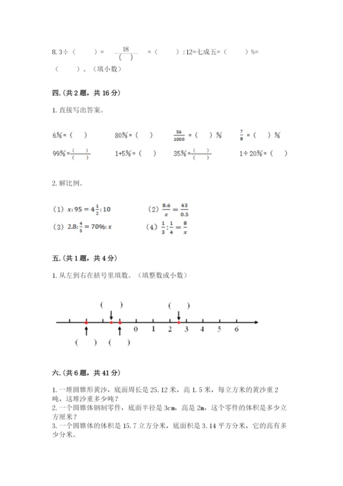 小学六年级下册数学摸底考试题【基础题】.docx