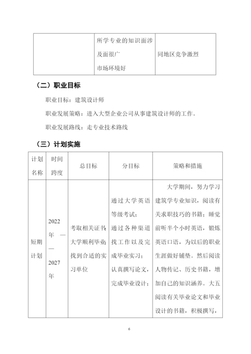 11页3300字建筑学专业职业生涯规划.docx