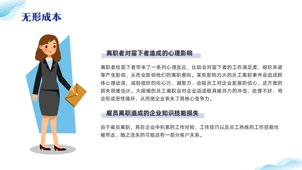 蓝色插画离职率改善报告PPT模板宣传PPT动态PPT