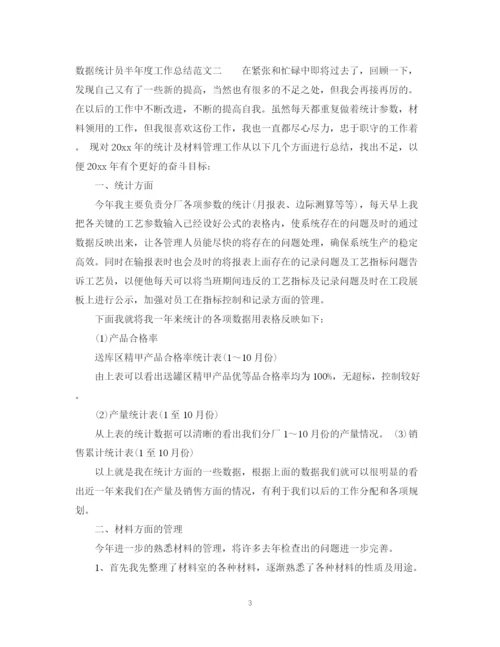 精编之数据统计员半年度工作总结范文.docx