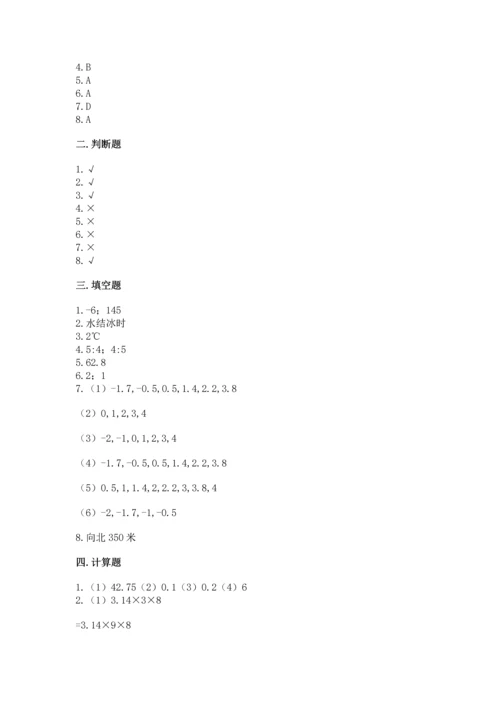 小学毕业复习数学试卷（考试直接用）.docx