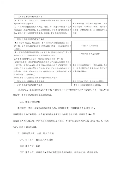 板式家具加工项目环境影响报告表