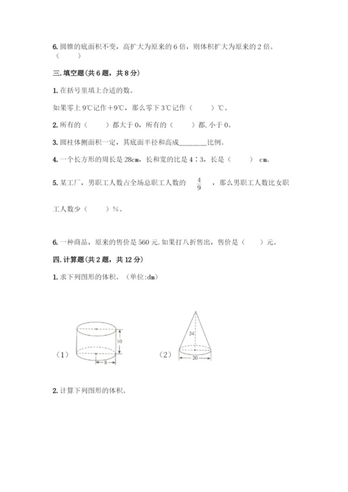 人教版六年级下册数学期末测试卷【满分必刷】.docx