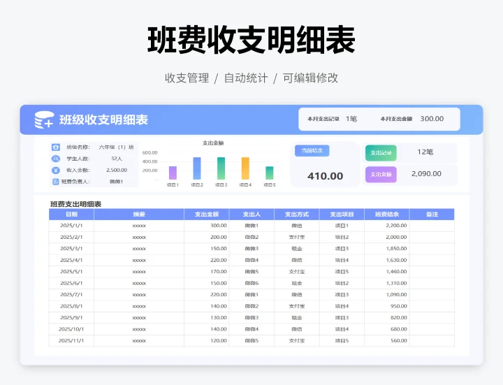 班级收支明细表