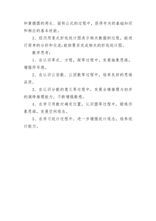 小学五年级数学复习计划汇总.docx