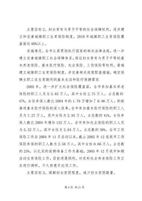 统计局关于市妇女发展规划实施进度中期监测评估报告.docx