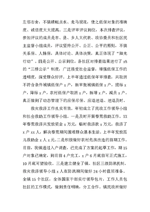 XX年上半年民政工作总结