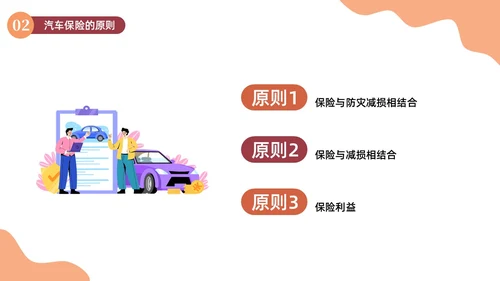 橙色插画简约商务汽车保险知识商务通用PPT