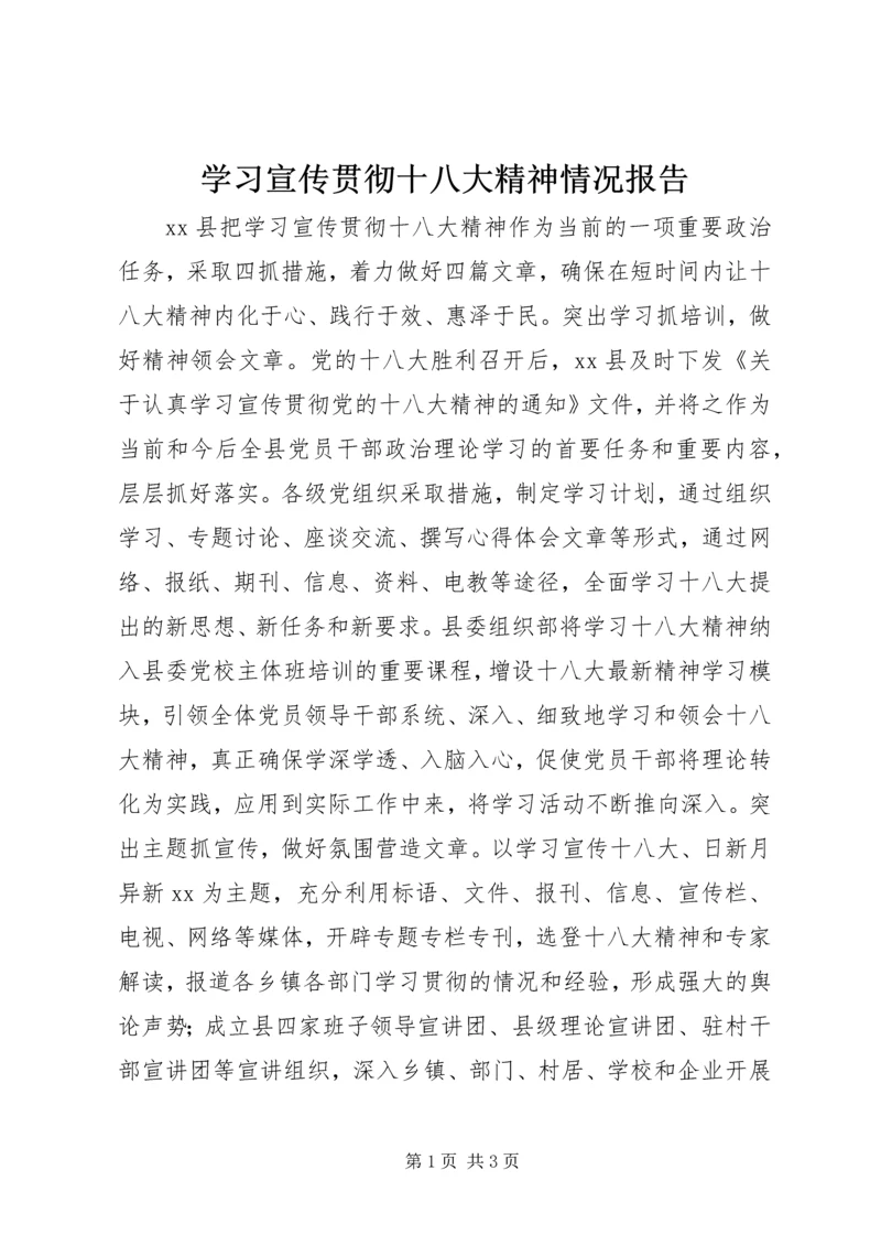 学习宣传贯彻十八大精神情况报告.docx