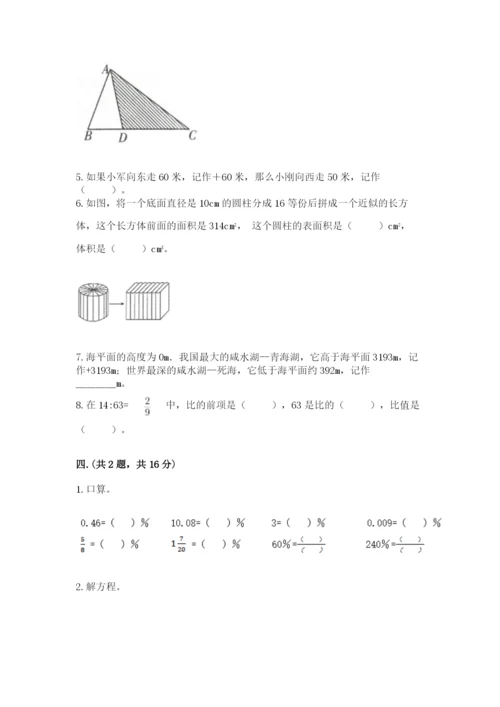 人教版六年级数学小升初试卷附完整答案（全优）.docx