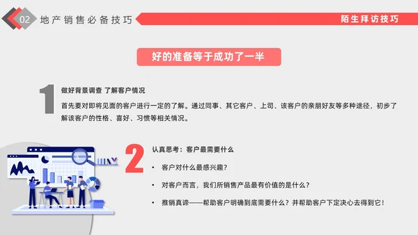 红色插画风格房地产销售培训PPT