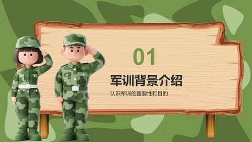 绿色3D风军训收获与成长汇报PPT模板