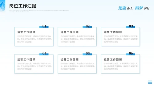 蓝色简约运营述职报告工作汇报工作总结ppt模板