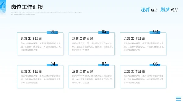 蓝色简约运营述职报告工作汇报工作总结ppt模板