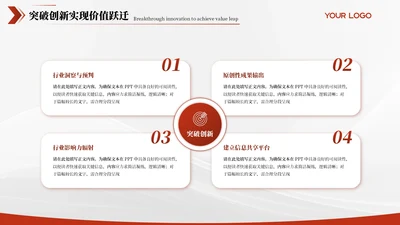 红色简约风4项矩阵PPT单页