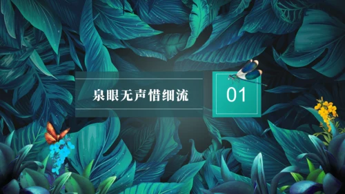 热带风情夏天绿叶背景通用PPT模板