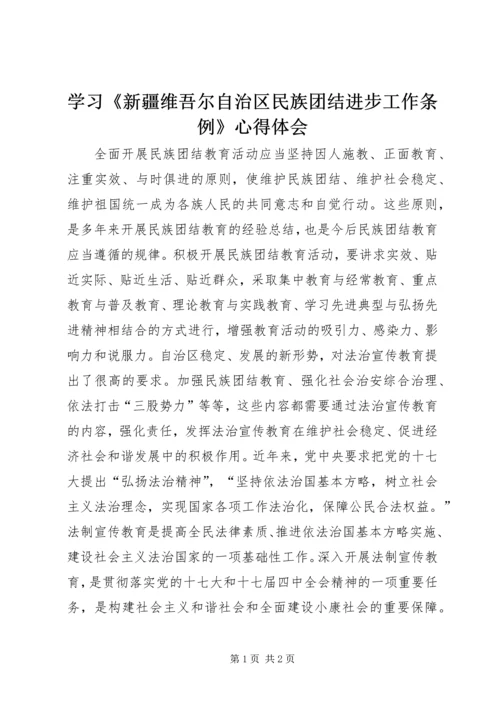 学习《新疆维吾尔自治区民族团结进步工作条例》心得体会.docx