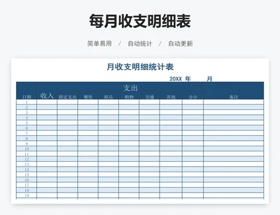 每月收支明细表