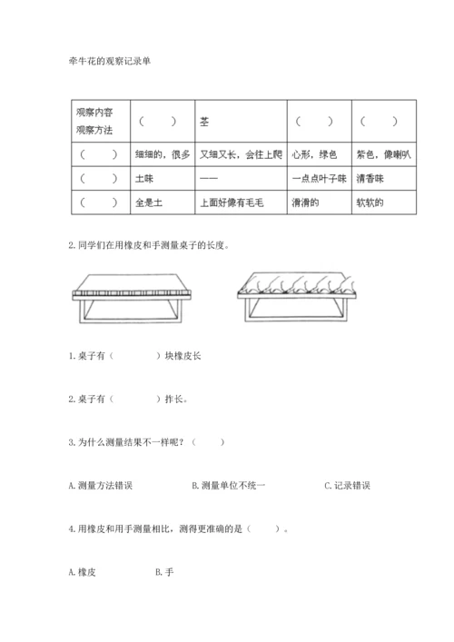 教科版一年级上册科学期末测试卷及参考答案【典型题】.docx