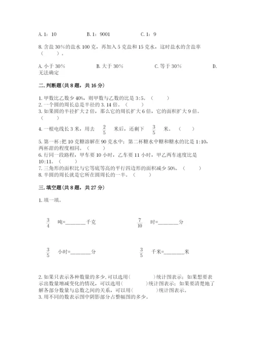 人教版六年级上册数学期末测试卷含完整答案【夺冠】.docx