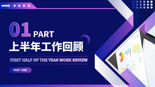 蓝紫色科技风科技企业员工年中总结PPT模版