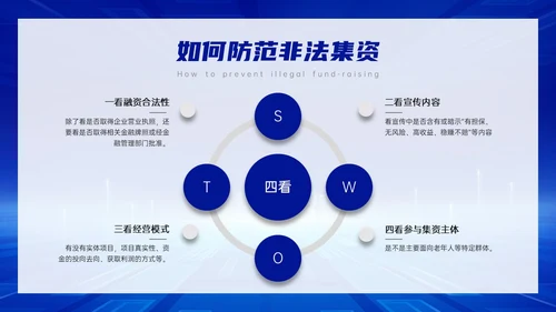 蓝色科技风防范非法集资主题班会PPT课件