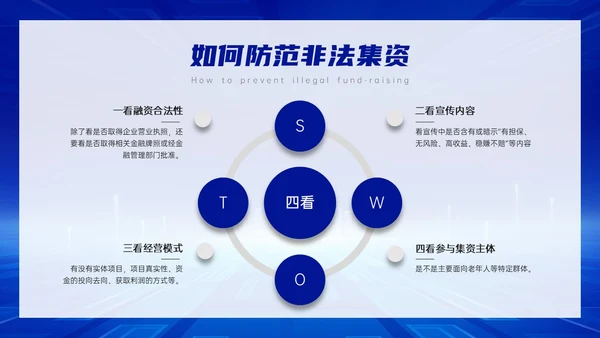 蓝色科技风防范非法集资主题班会PPT课件