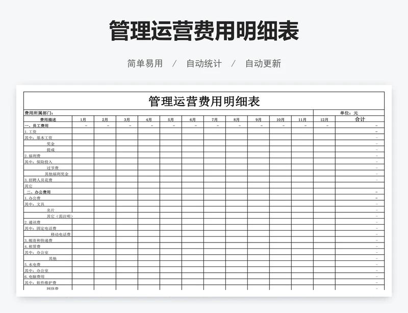 管理运营费用明细表