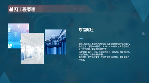 蓝色创意酷炫生物工程与生物制造PPT模板