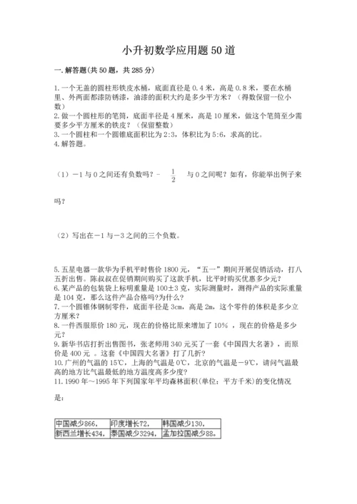 小升初数学应用题50道附答案（培优b卷）.docx