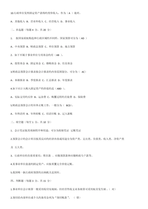 2023年川大预算会计模拟题在线作业汇总.docx