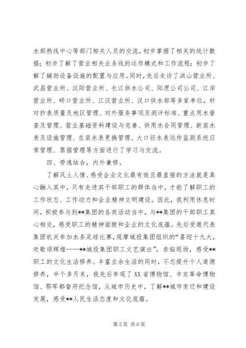 外派挂职市水务集团干部工作感悟.docx