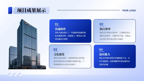 蓝色渐变商务风项目汇报PPT模板