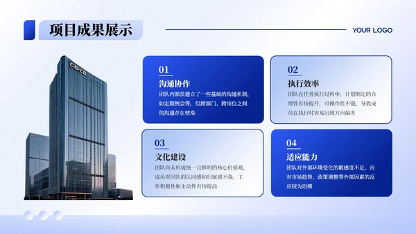 蓝色渐变商务风项目汇报PPT模板