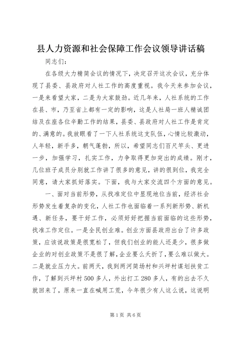 县人力资源和社会保障工作会议领导讲话稿.docx