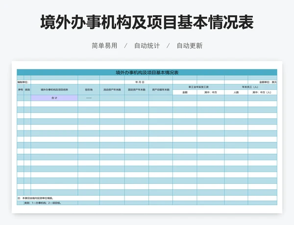 境外办事机构及项目基本情况表