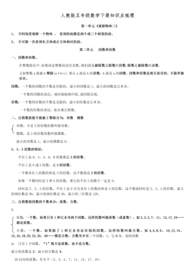 2019人教版五年级数学下册知识点梳理.docx