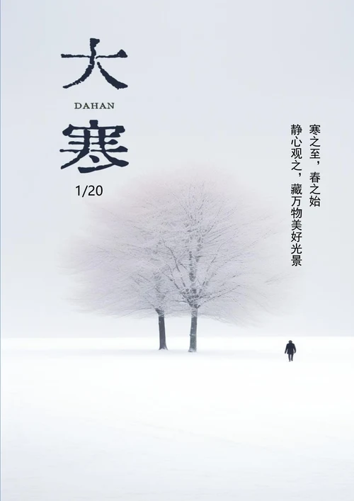 大雪天背景极简大寒节气海报