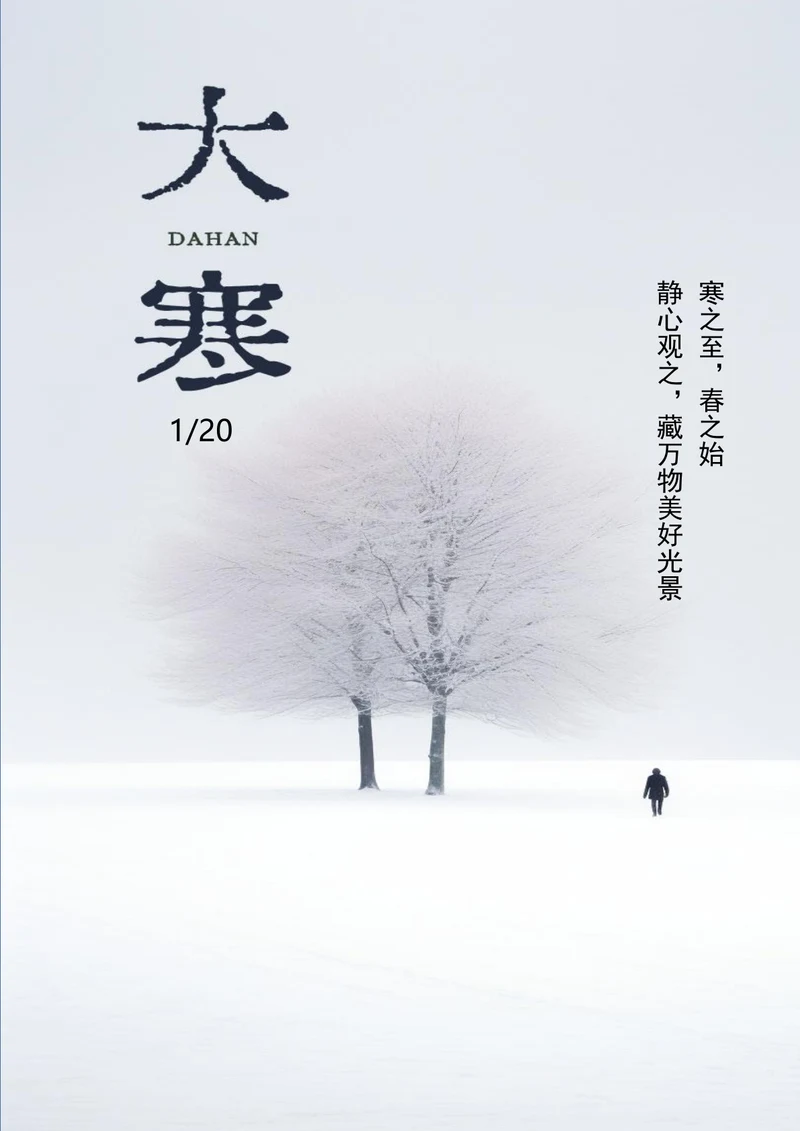 大雪天背景极简大寒节气海报