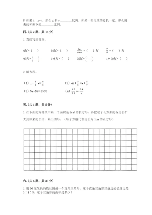 苏教版数学六年级下册试题期末模拟检测卷附参考答案（能力提升）.docx