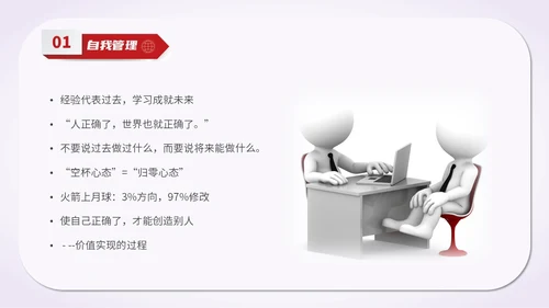 简约风红色五维管理教学培训科普PPT领导力