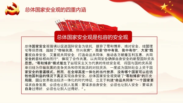 红色贯彻总体国家安全观10点要求内涵国家安全工作PPT模板
