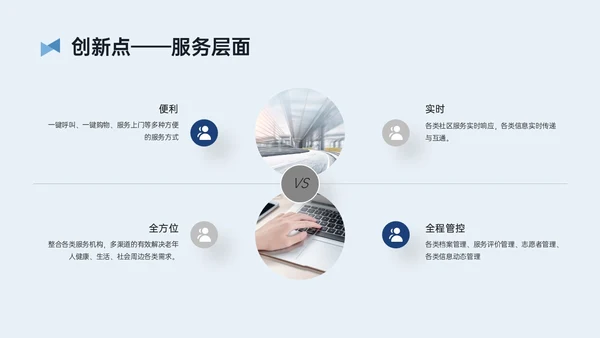 蓝黄简约插画风智慧养老PPT模板