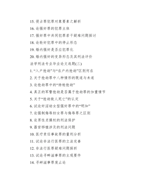 【法学刑法专业毕业论文选题】2017刑法毕业论文选题.docx