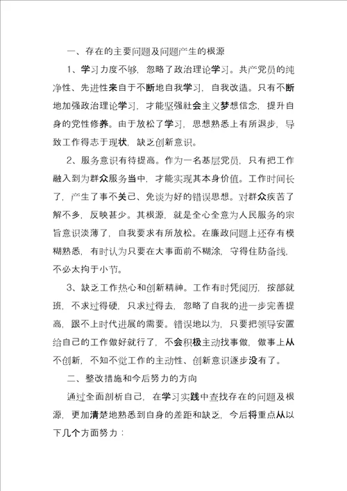 党员组织生活个人发言生活会发言材料