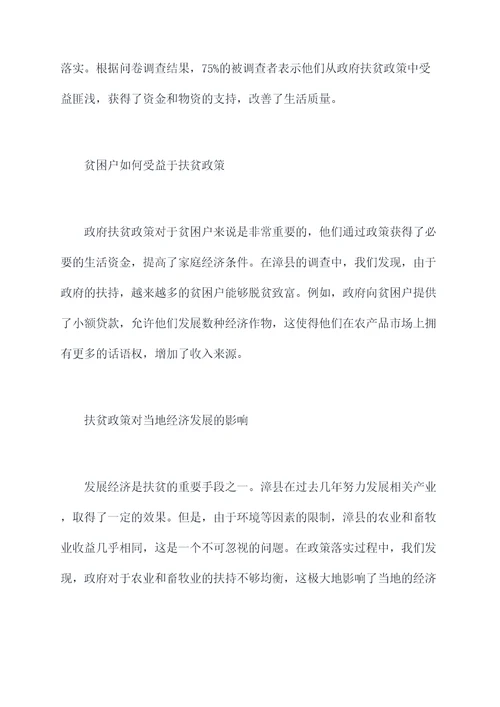 漳县扶贫调研报告